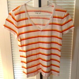 Size Small orange Red and White T Shirt from the Loft